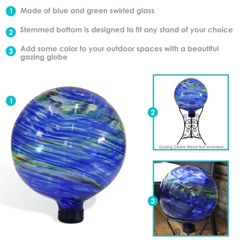 Sunnydaze Northern Lights Glass Gazing Globe - 10 in - 2-Pack