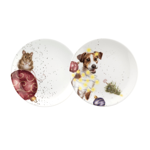 Image 1 of 1.. ROYAL WORCESTER - COUPE PLATE 6.5" S/2, DOG & MOUSE
