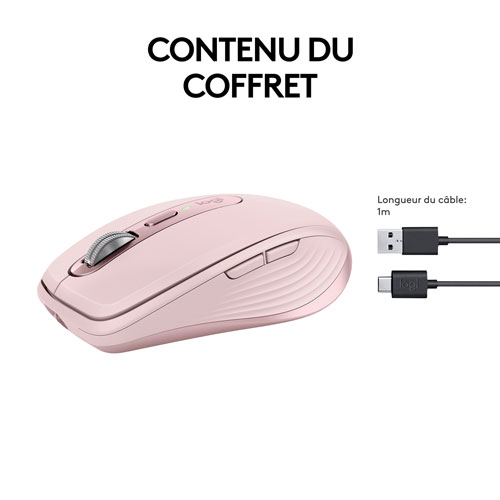 Logitech MX Anywhere 3S Wireless Compact Darkfield Mouse - Rose