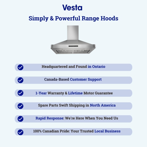 Vesta Milan 800CFM Stainless Steel European Style Wall Mount Range Hood With LED Lights, Touch Screen, And Round Front Edges