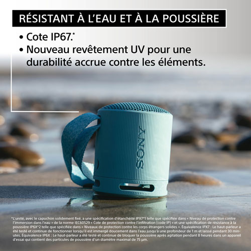 Haut-parleur sans fil Bluetooth étanche SRS-XB100 de Sony - Gris pâle
