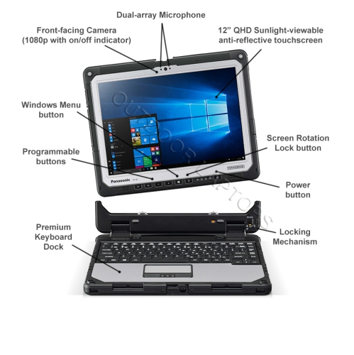 Refurbished – Fully Rugged Panasonic Toughbook CF-33 Tablet / Intel® Core™ i7-6600U 2.6GHz / 16GB / 512GB SSD / 4G LTE / 12" QHD / Webcam / Win 10