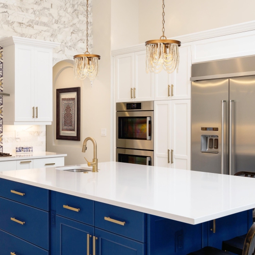 Lustre perlé Empire de ferme moderne, lustre Boho transitionnel à 4 lumières avec perles en bois blanc