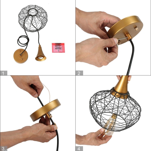 Modern Kitchen Island Pendant Lighting, Black and Antique Brushed Gold Rattan Farmhouse Lantern LED Hanging Kitchen Island Light