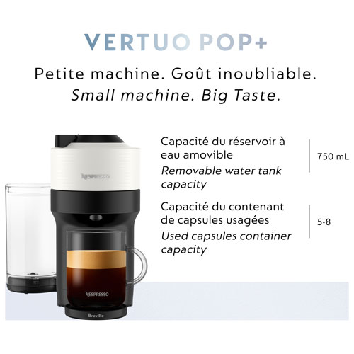 Nespresso Vertuo Pop+ Coffee & Espresso Machine by Breville - Coconut White