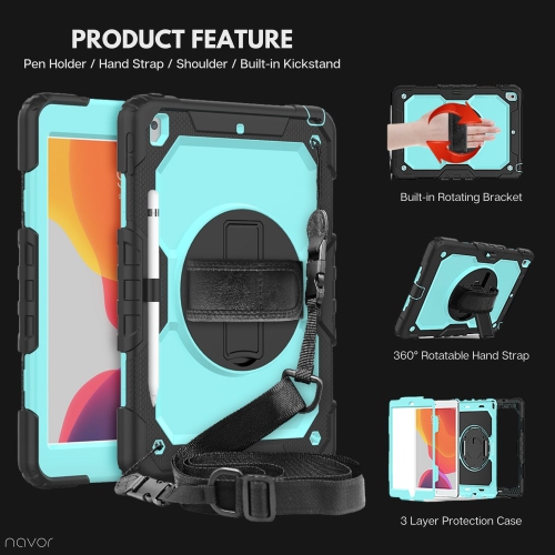 Navor 10.2" Full Body Shockproof Rugged Protective iPad Cover with Pen Holder - for iPad 9th/8th/7th Gen Heavy Duty Cases with Screen Protector