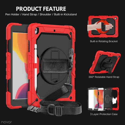 Navor 10.2" Shockproof Rugged Protective iPad Cover with Pen Holder - Compatible with iPad 9th/8th/7th Generation Heavy Duty Cases with Screen
