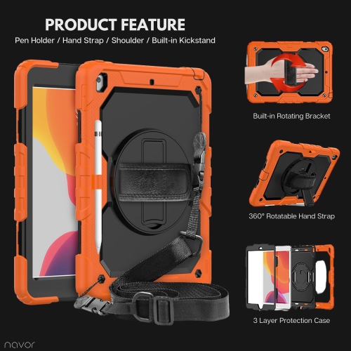 Navor 10.2" Full Body Shockproof Rugged Protective iPad Cover with Pen Holder - for iPad 9th/8th/7th Gen Heavy Duty Cases with Screen Protector