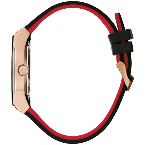 Bulova Mens Millennia Quartz Watch 41mm Rose Gold-Tone Stainless Steel Case Black Silicone Strap with Black Dial