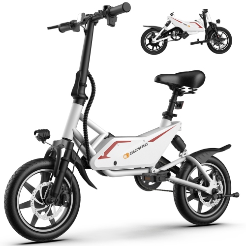 GYROCOPTERS  Frost Electric City Bike | 350 W Motor | 14-Inch Tires | Speed Up to 25Km/h |Battery Range Up to 30Km | Dual Shocks | Folding Compact