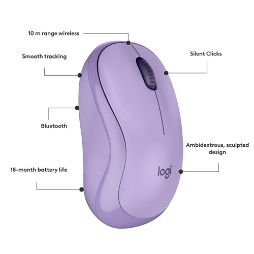 Logitech M240 Silent 1000 DPI Bluetooth Optical Mouse - Lavender - Only at Best Buy