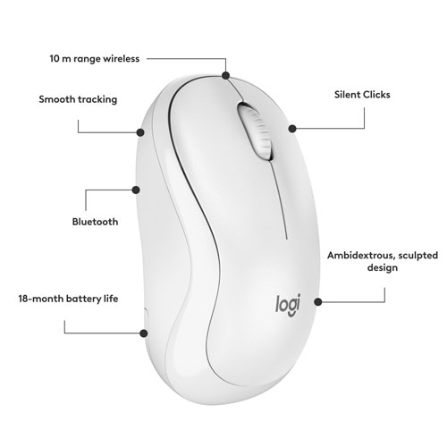 Souris optique Bluetooth de 1000 ppp M240 Silent de Logitech - Blanc cassé
