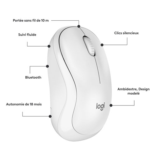 Souris optique Bluetooth de 1000 ppp M240 Silent de Logitech - Blanc cassé