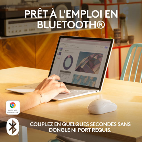 Souris optique Bluetooth de 1000 ppp M240 Silent de Logitech - Blanc cassé