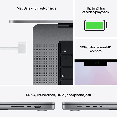 Apple MacBook Pro (2021) with Apple M1 Pro chip (16-inch, 16GB RAM, 512GB SSD) Space Gray - English by APPLE - Refurbished condition - Image 5
