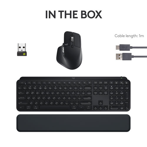 Combo Bluetooth MX Keys S - Clavier MX Keys S, souris MX Master 3S, repose-paume MX