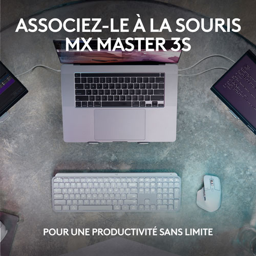 Clavier sans fil rétroéclairé à touches programmables MX Keys S de Logitech - Gris pâle