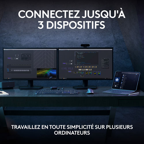 Clavier sans fil rétroéclairé à touches programmables MX Keys S de Logitech - Noir