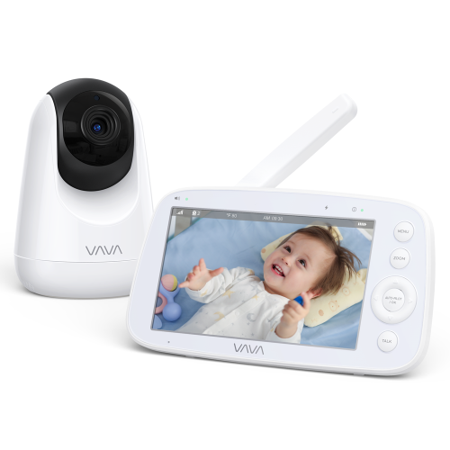 VAVA Video Baby Monitor with 720P Handheld Screen and 2-Way Audio, Infrared Night Vision, White