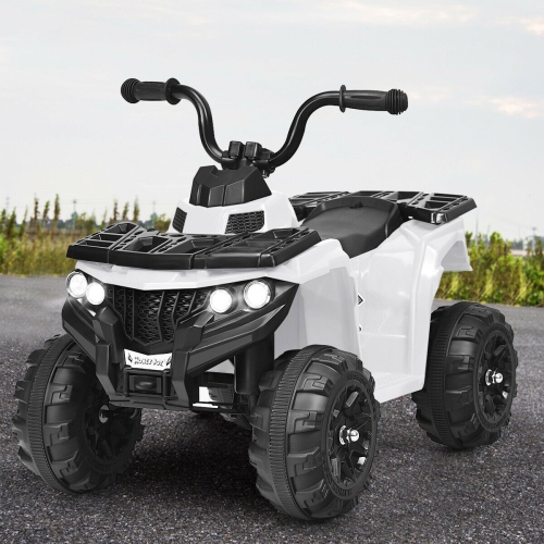 Gymax 6V Battery Powered Kids Ride On ATV 4-Wheeler Quad w/ MP3 & LED Headlight White