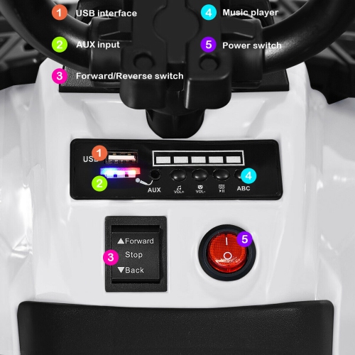 Gymax 6V Battery Powered Kids Ride On ATV 4-Wheeler Quad w/ MP3 & LED Headlight White