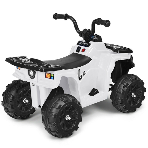 Gymax 6V Battery Powered Kids Ride On ATV 4-Wheeler Quad w/ MP3 & LED Headlight White