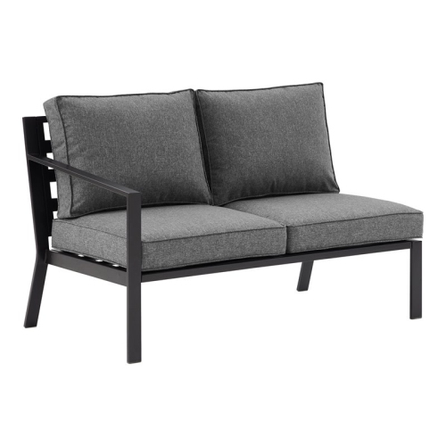 CROSLEY FURNITURE  Clark Fabric Outdoor Sectional Left Side Loveseat In Charcoal