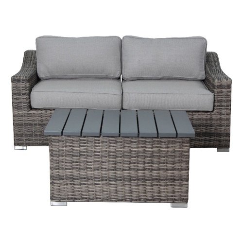 Living Source International 3 Piece Wicker / Rattan Outdoor Sofa Set in Gray