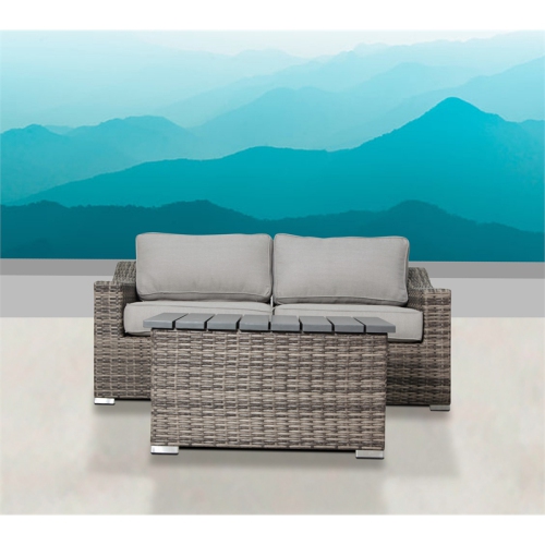 Living Source International 3 Piece Wicker / Rattan Outdoor Sofa Set in Gray