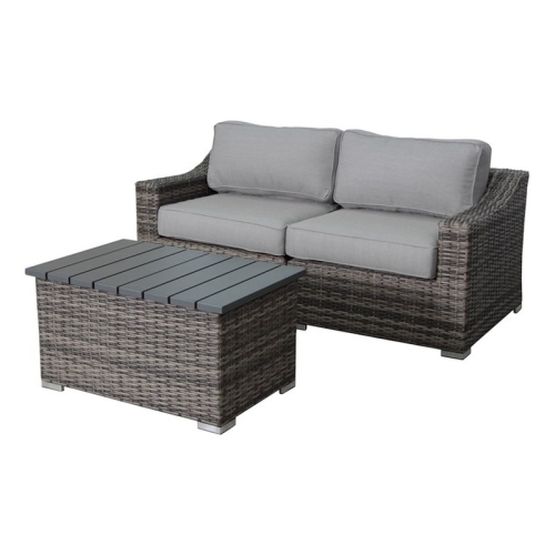 Living Source International 3 Piece Wicker / Rattan Outdoor Sofa Set in Gray