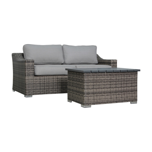 Living Source International 3 Piece Wicker / Rattan Outdoor Sofa Set in Gray
