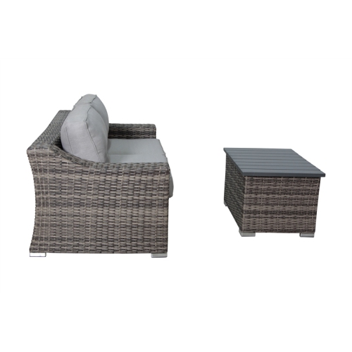 Living Source International 3 Piece Wicker / Rattan Outdoor Sofa Set in Gray