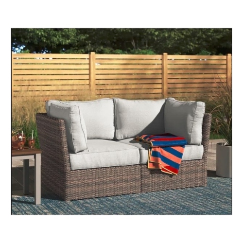 Living Source International 66" Wicker / Rattan Outdoor Loveseat in Gray