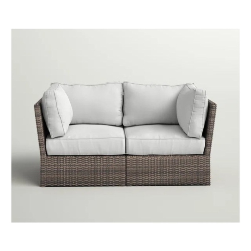 Living Source International 66" Wicker / Rattan Outdoor Loveseat in Gray