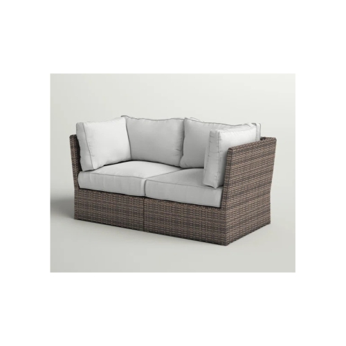 Living Source International 66" Wicker / Rattan Outdoor Loveseat in Gray