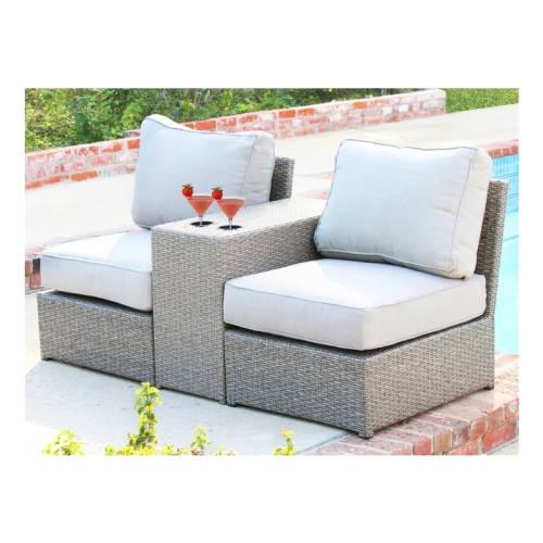 LIVING SOURCE  International 3-Piece Wicker / Rattan Patio Furniture Set In In Gray