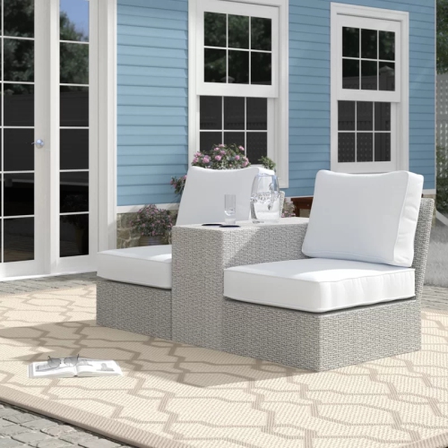 Living Source International 3-Piece Wicker / Rattan Patio Furniture Set in Gray