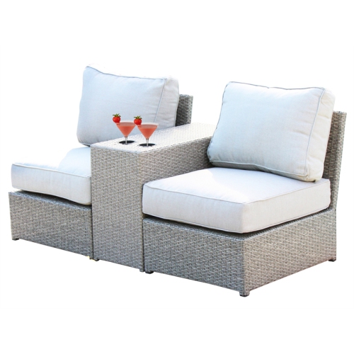 Living Source International 3-Piece Wicker / Rattan Patio Furniture Set in Gray