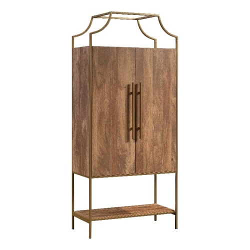 Sauder International Lux Engineered Wood Cabinet in Sindoori Mango/Natural