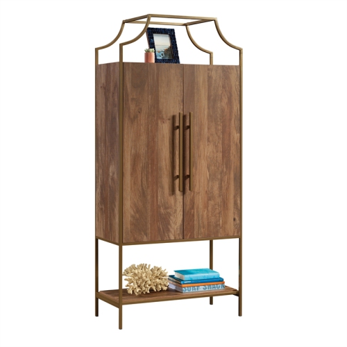 Sauder International Lux Engineered Wood Cabinet in Sindoori Mango/Natural