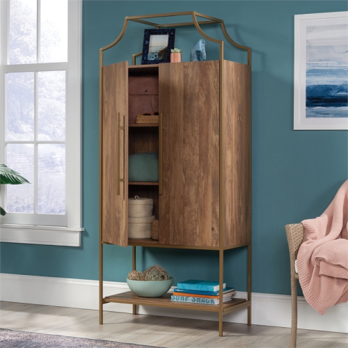 Sauder International Lux Engineered Wood Cabinet in Sindoori Mango/Natural