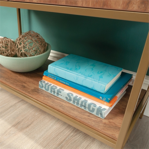 Sauder International Lux Engineered Wood Cabinet in Sindoori Mango/Natural