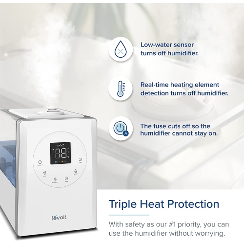 LEVOIT Humidifiers For Bedroom Large Room Home, 6L Top Fill Warm and Cool Mist for Whole House, Smart Wifi Alexa Control, Customized Humidity,