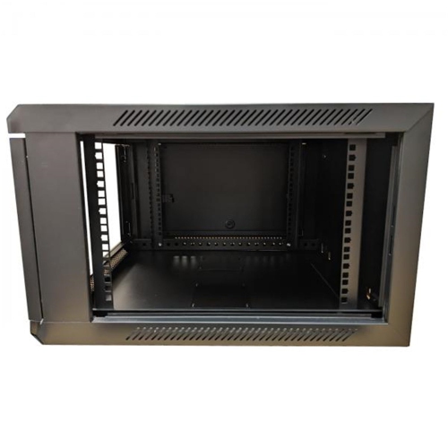 TechCraft - Cabinet Réseau Murale Fixe 6U, Porte en Verre Trempé avec Serrure, Noir