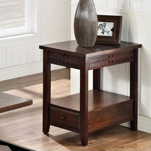 Bowery Hill Chairside End Table in Distressed Walnut