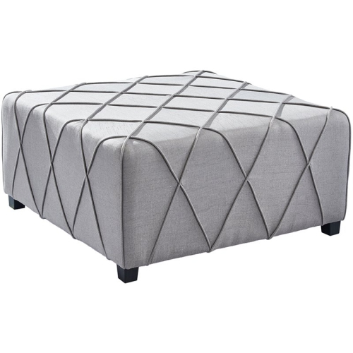 ARMEN LIVING  Gemini Tufted Fabric Upholstered Ottoman In Silver And Black