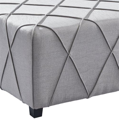 Armen Living Gemini Tufted Fabric Upholstered Ottoman in Silver and Black