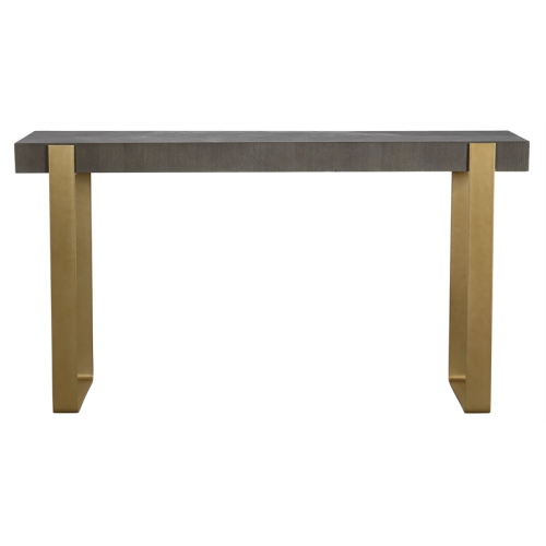 Uttermost Kea Contemporary MDF Ash Veneer Iron Console Table in Brass/Woodtone