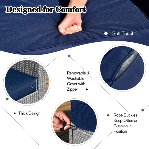 Topbuy 9 Pieces Outdoor Patio Furniture Set with 32-Inch Propane Fire Pit Table Outdoor PE Wicker Space-Saving Sectional Sofa Set with Storage Box