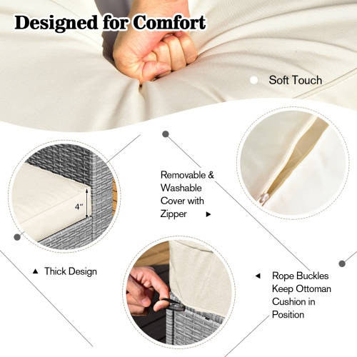 Topbuy 9 Pieces Outdoor Patio Furniture Set with 32-Inch Propane Fire Pit Table Outdoor PE Wicker Space-Saving Sectional Sofa Set with Storage Box